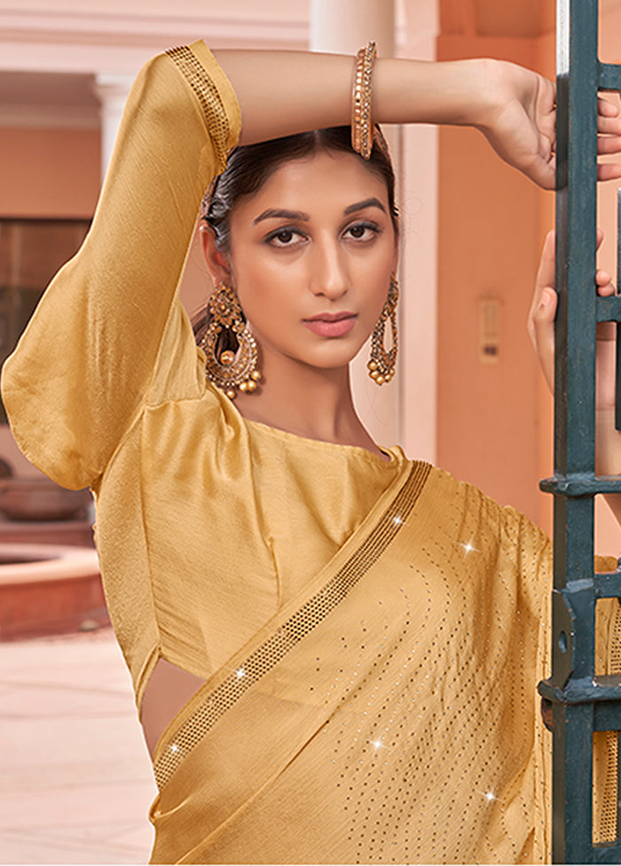 Yellow Chiffon Silk Saree With Blouse Piece - Indian Silk House Agencies