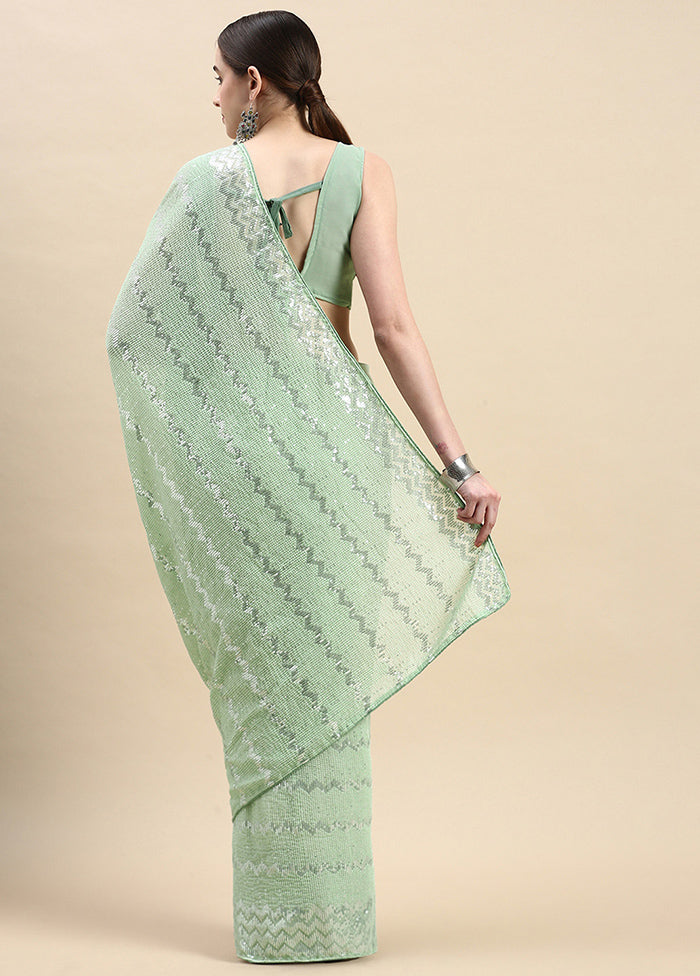 Pista Green Georgette Saree With Blouse Piece - Indian Silk House Agencies
