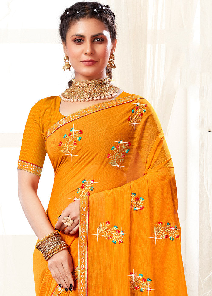 Yellow Georgette Saree With Blouse Piece - Indian Silk House Agencies