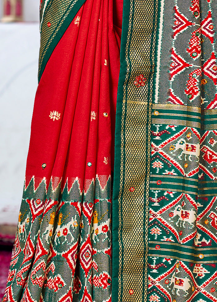 Red Cotton Saree With Blouse Piece - Indian Silk House Agencies