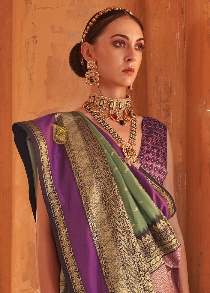 PURPLE Dupion Silk Saree With Blouse Piece - Indian Silk House Agencies