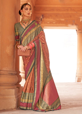 BROWN Dupion Silk Saree With Blouse Piece - Indian Silk House Agencies