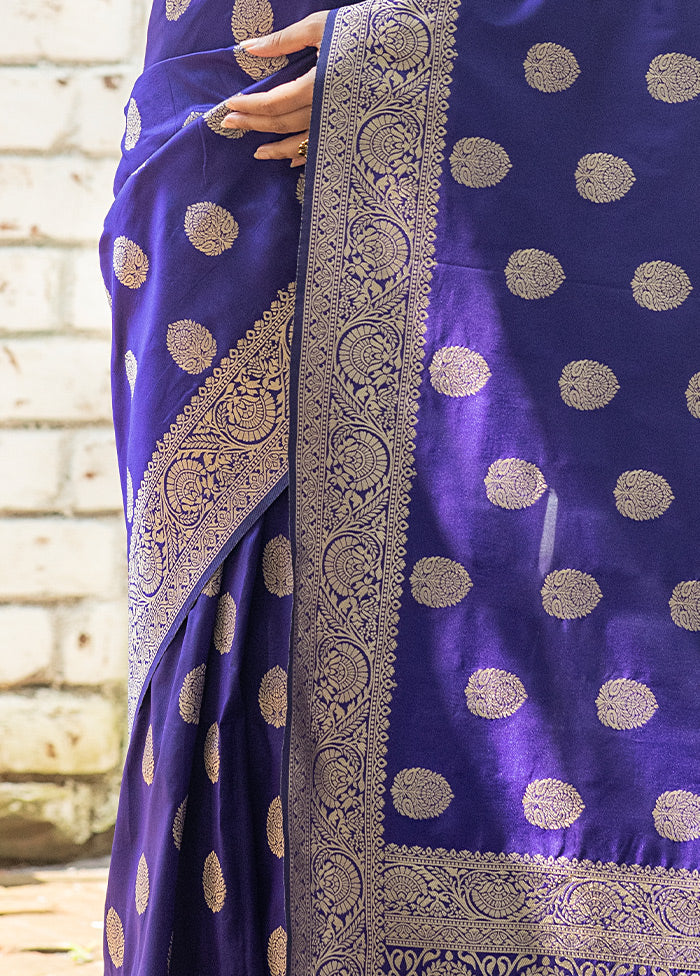 Royal Blue Spun Silk Saree With Blouse Piece - Indian Silk House Agencies