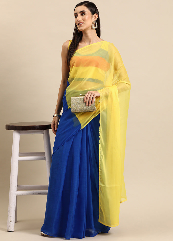 Blue Chiffon Silk Saree With Blouse Piece - Indian Silk House Agencies