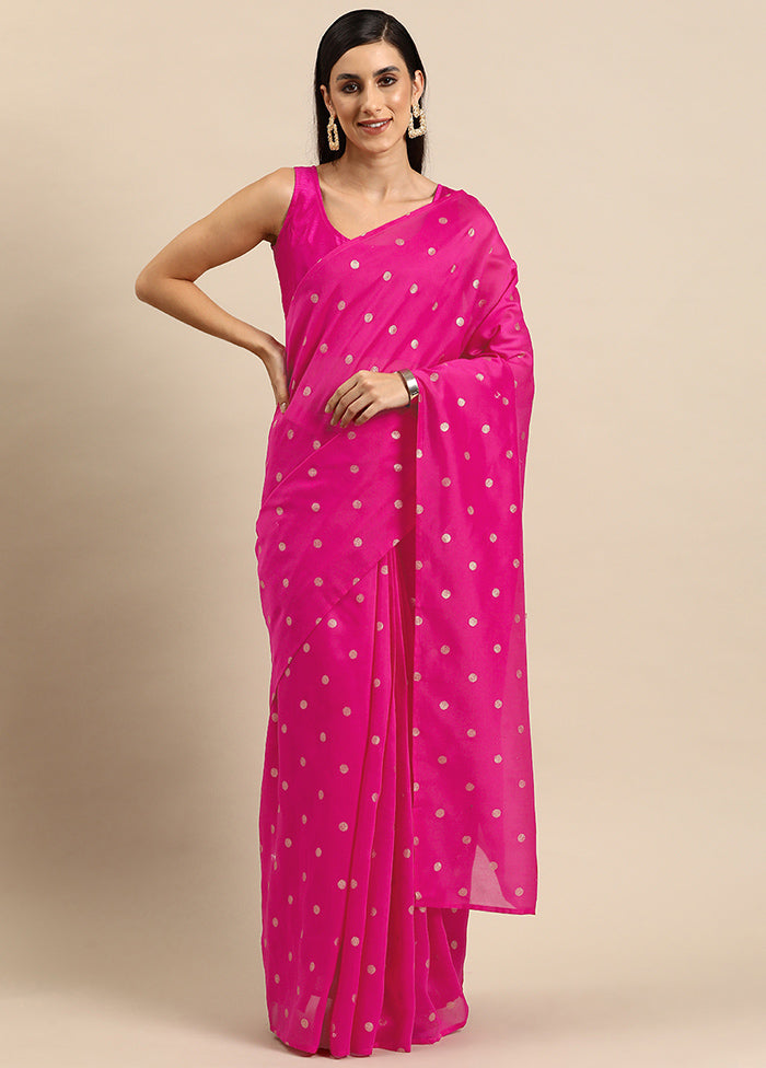 Fuchsia Spun Silk Saree With Blouse Piece - Indian Silk House Agencies