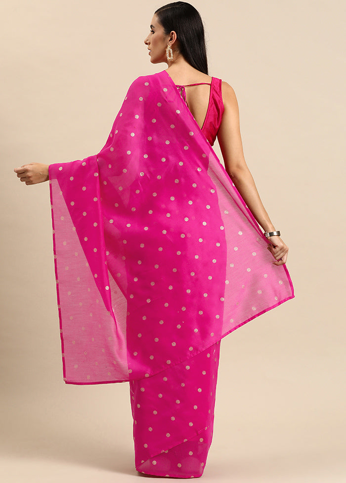 Fuchsia Spun Silk Saree With Blouse Piece - Indian Silk House Agencies