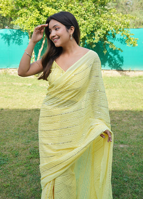 Yellow Georgette Saree With Blouse Piece - Indian Silk House Agencies