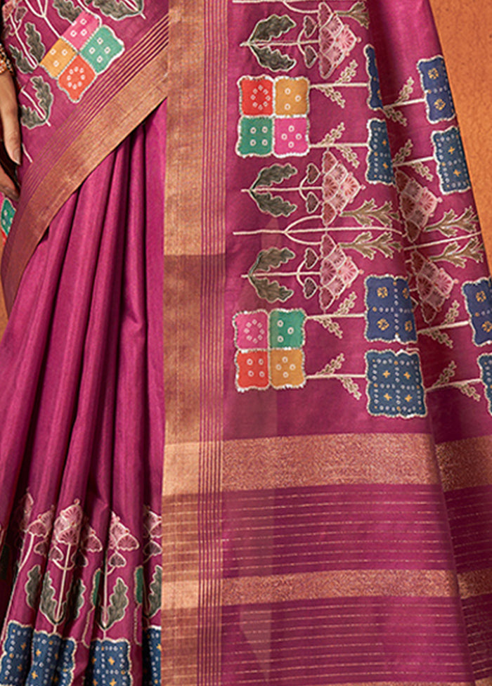 Pink Spun Silk Saree With Blouse Piece - Indian Silk House Agencies