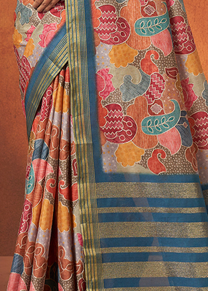 Blue Spun Silk Saree With Blouse Piece - Indian Silk House Agencies