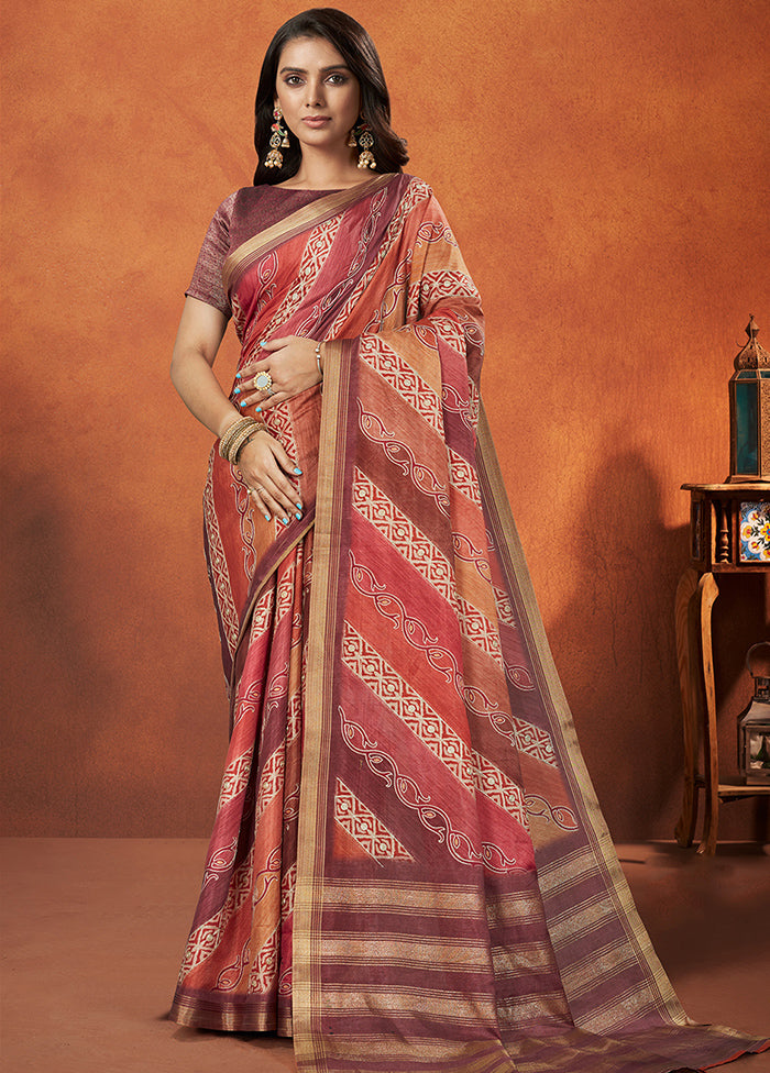 Mauve Spun Silk Saree With Blouse Piece - Indian Silk House Agencies