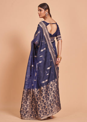 Blue Cotton Saree With Blouse Piece - Indian Silk House Agencies