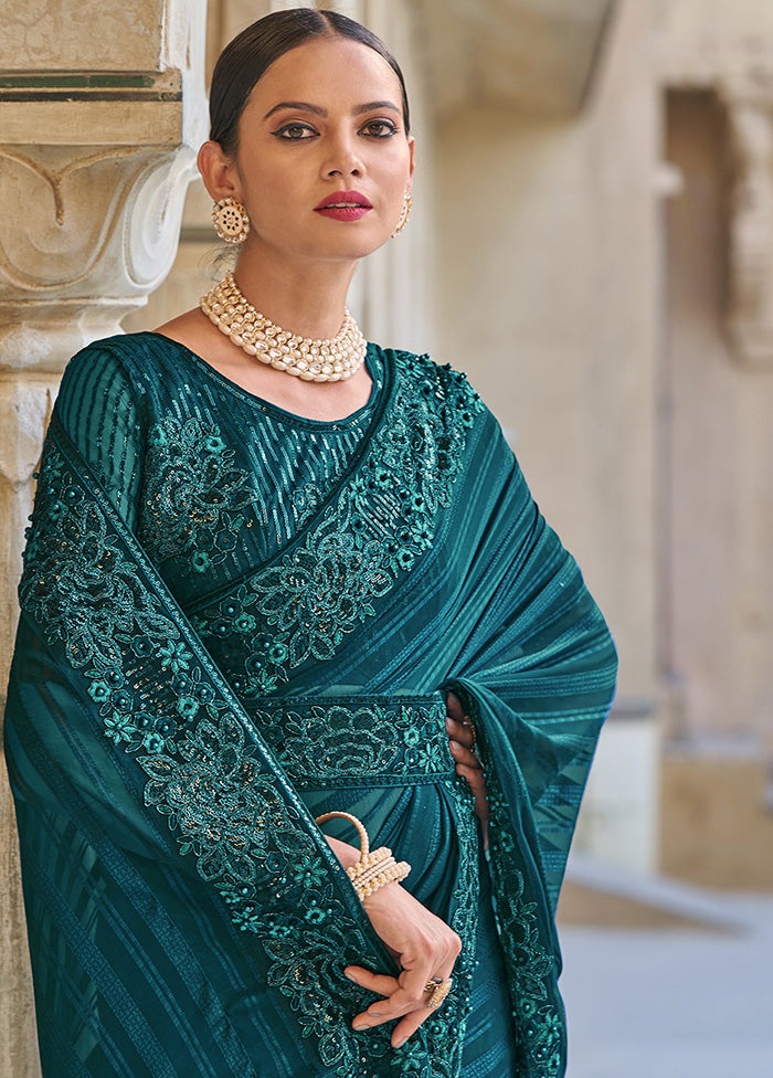 Rama Silk Saree With Blouse Piece - Indian Silk House Agencies
