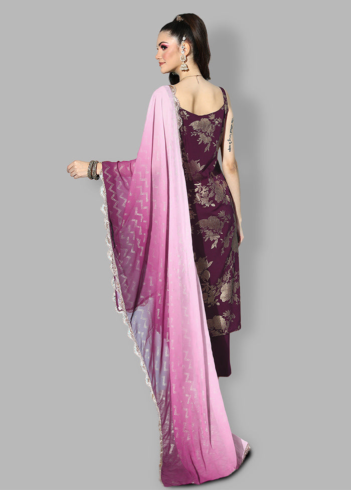 3 Pc Burgundy Readymade Silk Suit Set - Indian Silk House Agencies