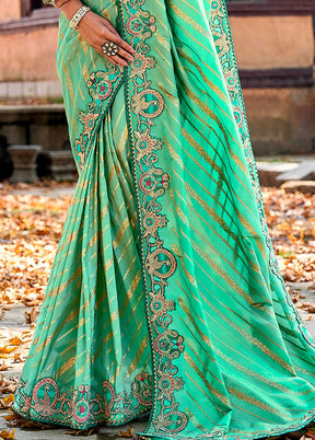 Sea Green Dupion Silk Saree With Blouse Piece - Indian Silk House Agencies