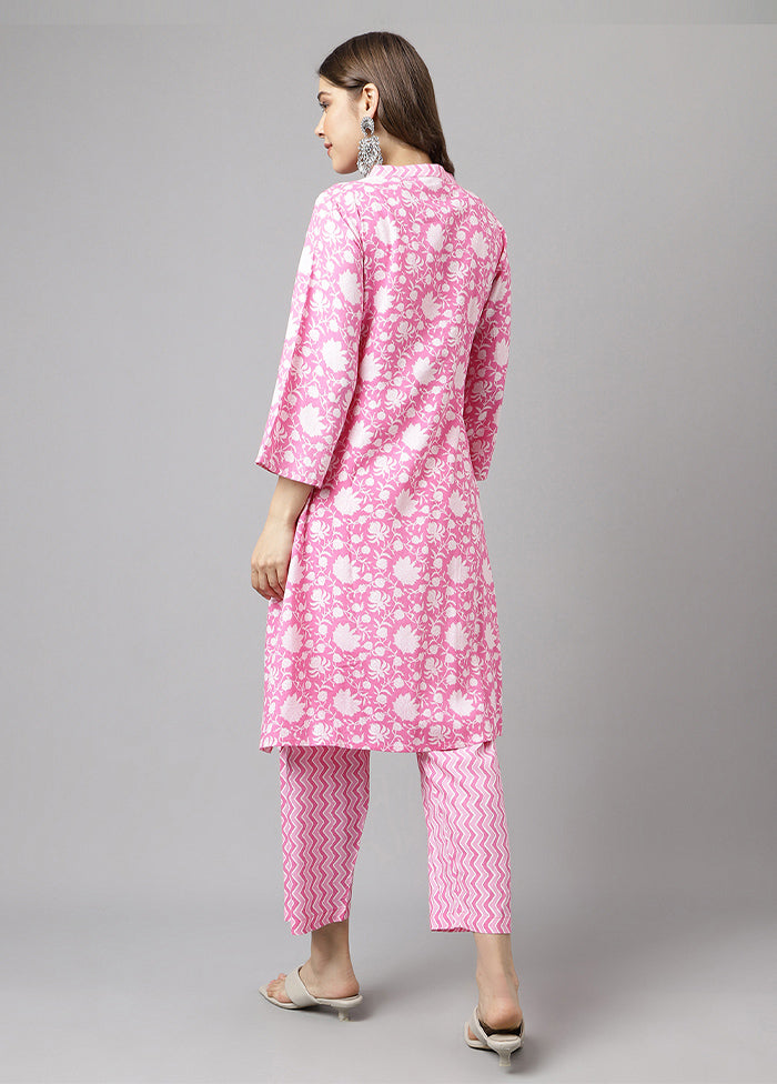 2 Pc Pink Readymade Cotton Kurti Set - Indian Silk House Agencies
