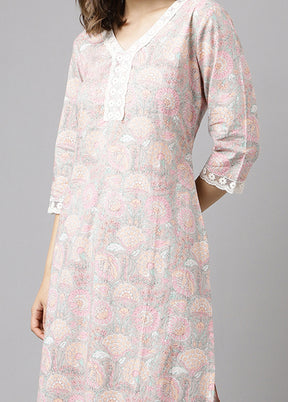 2 Pc Baby Pink Readymade Cotton Kurti Set - Indian Silk House Agencies