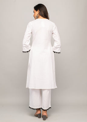 2 Pc White Readymade Cotton Kurti Set - Indian Silk House Agencies