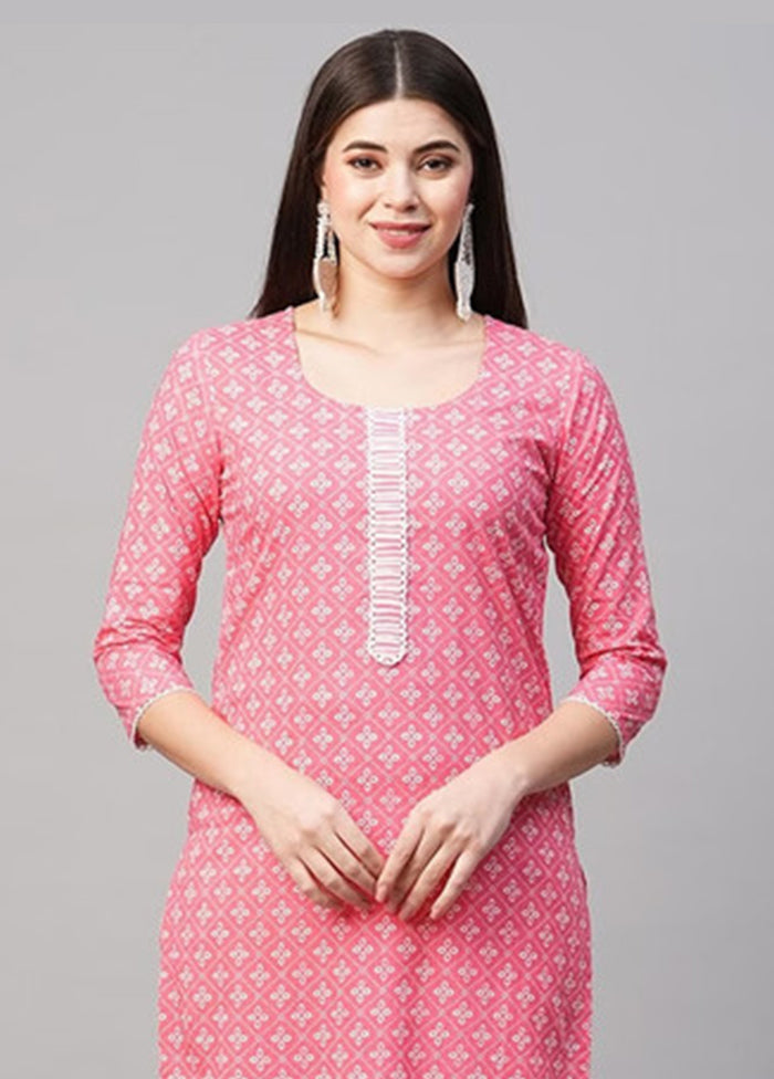 2 Pc Pink Readymade Cotton Kurti Set - Indian Silk House Agencies