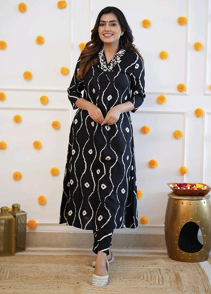 2 Pc Black Readymade Rayon Kurti Set - Indian Silk House Agencies