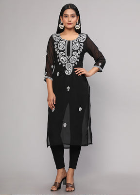 Black Readymade Georgette Kurti - Indian Silk House Agencies