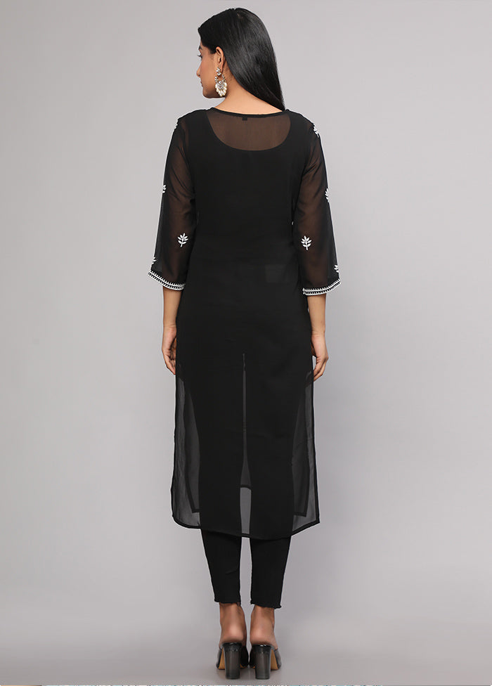 Black Readymade Georgette Kurti - Indian Silk House Agencies