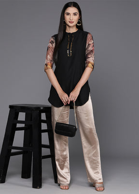 Black Readymade Polyester Tunic - Indian Silk House Agencies