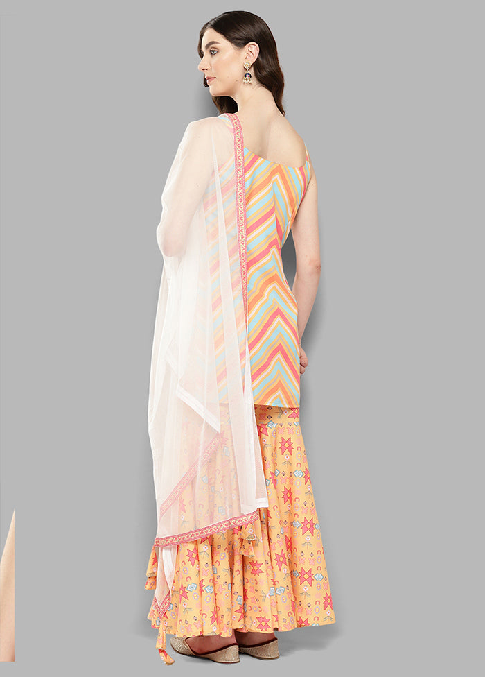 3 Pc Orange Silk Suit Set - Indian Silk House Agencies