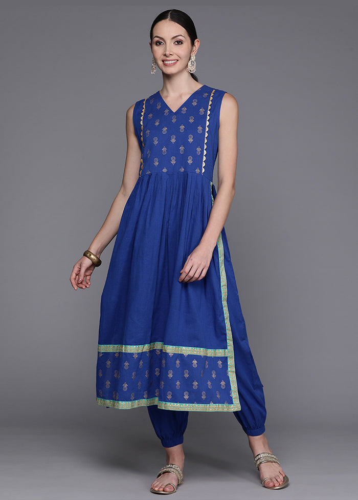 2 Pc Indigo Blue Pure Cotton Kurti Set - Indian Silk House Agencies