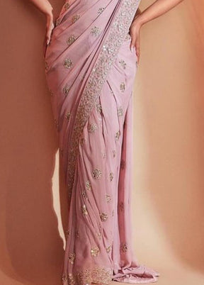 Pink Georgette Saree With Blouse Piece - Indian Silk House Agencies