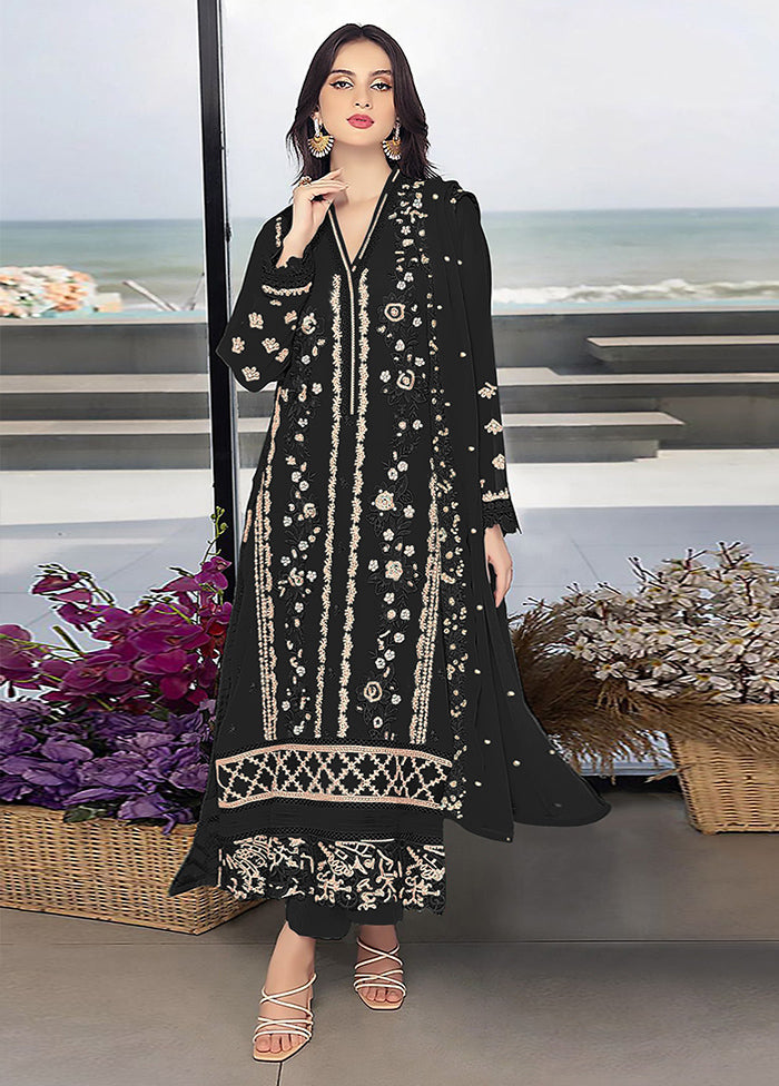3 Pc Black Georgette Suit Set - Indian Silk House Agencies