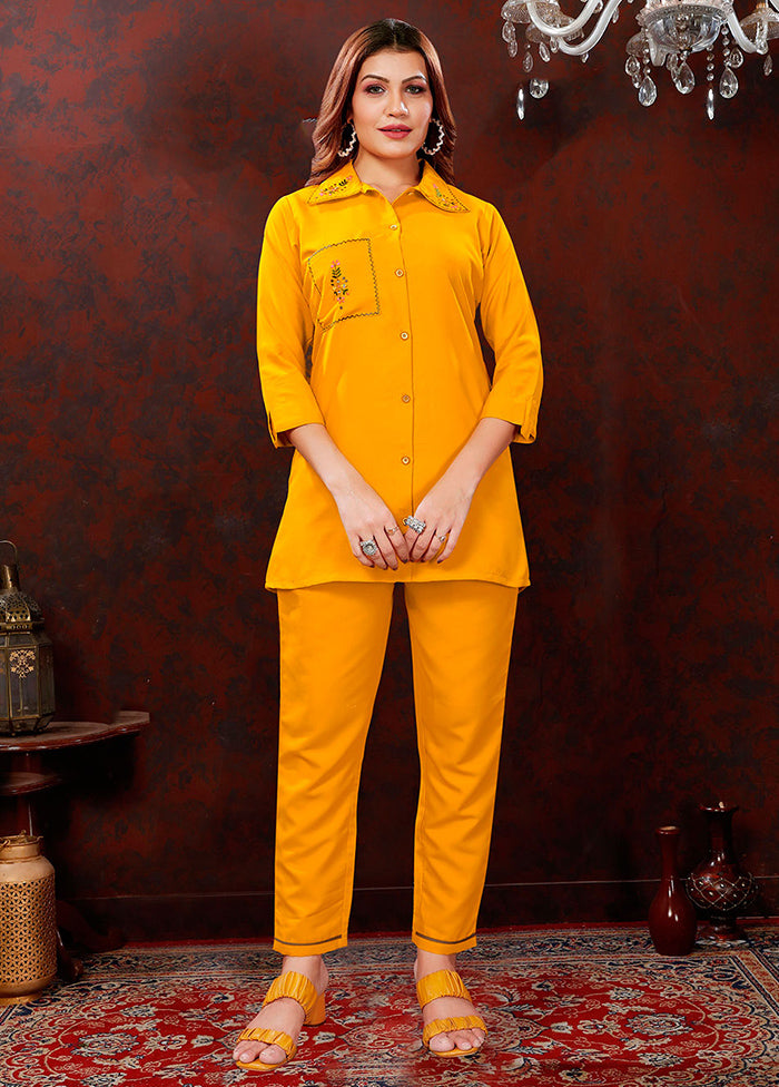 2 Pc Yellow Readymade Cotton Coord Set - Indian Silk House Agencies