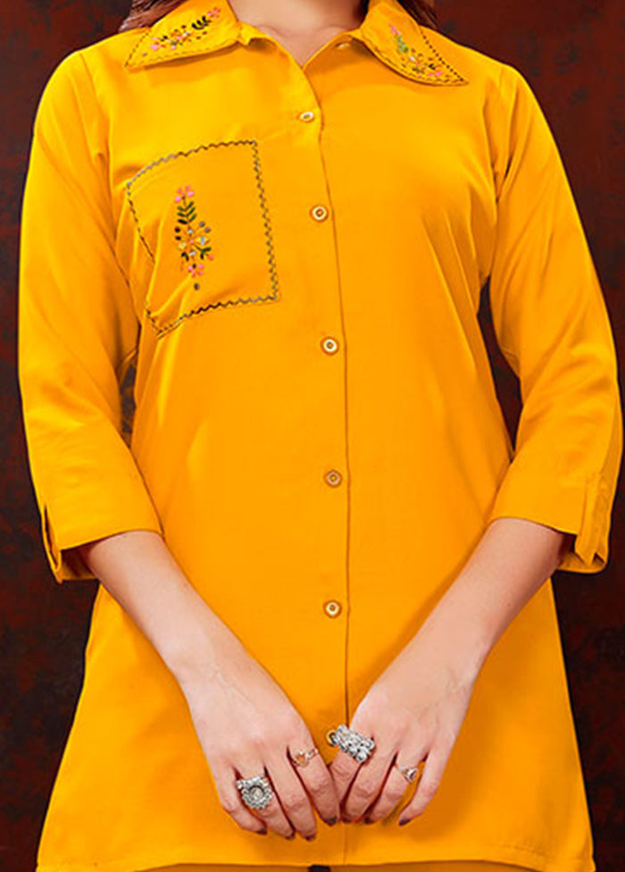 2 Pc Yellow Readymade Cotton Coord Set - Indian Silk House Agencies