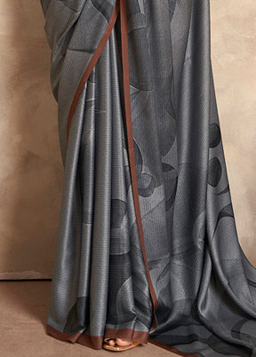 Grey Silk Saree With Blouse Piece - Indian Silk House Agencies