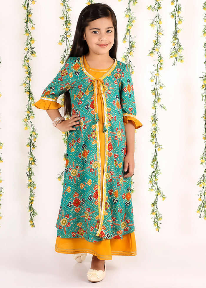 Yellow Ethnic Cotton Dress - Indian Silk House Agencies