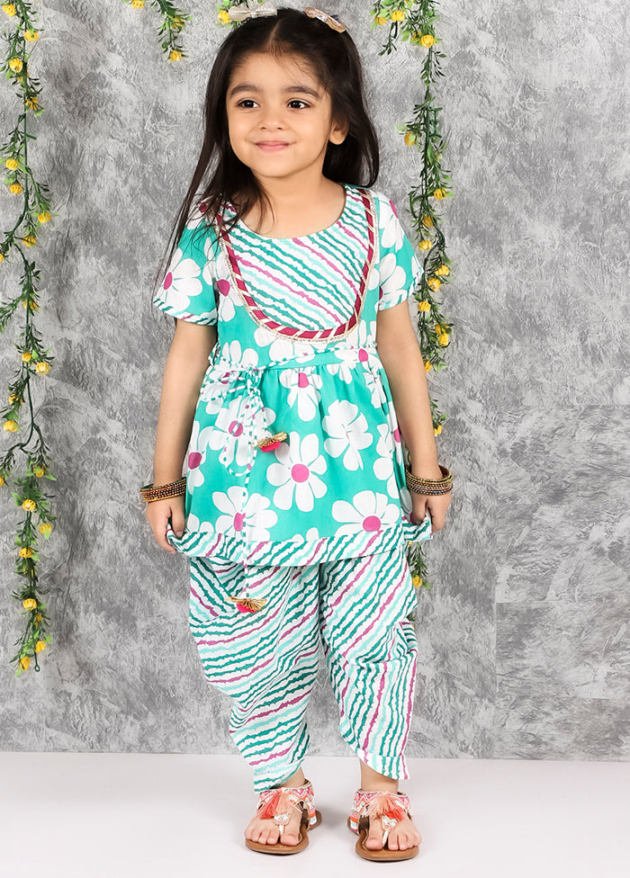 2 Pc White Short Sleeved Cotton Suit Set - Indian Silk House Agencies