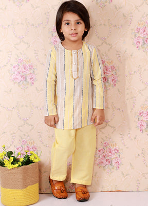 Yellow Cotton Printed Kurta Pajama Set - Indian Silk House Agencies