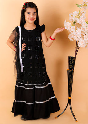 3 Pc Black Sleeveless Cotton Suit Set - Indian Silk House Agencies