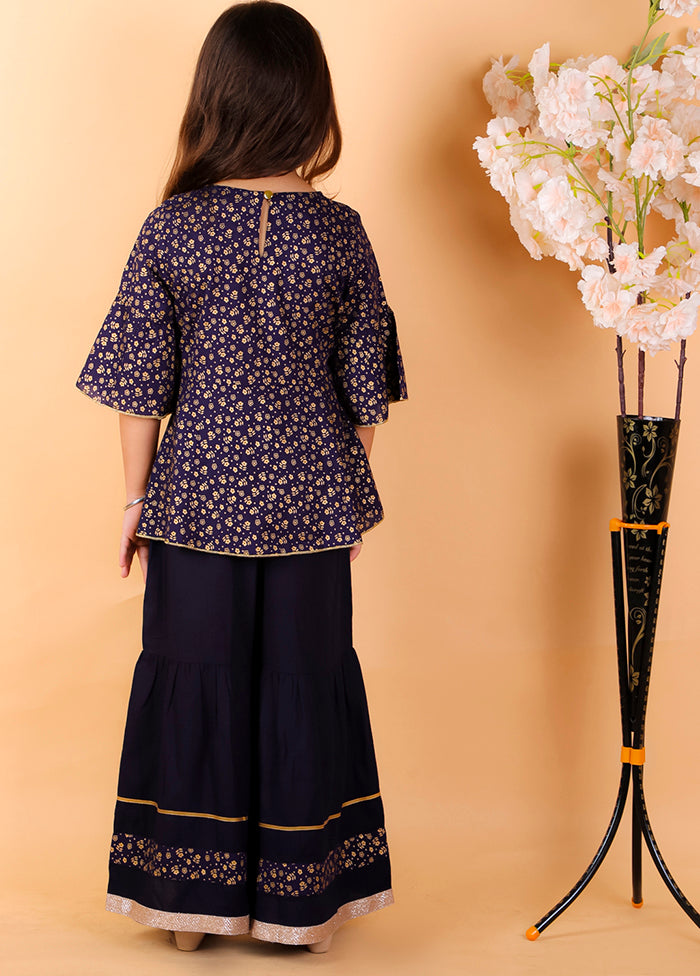 2 Pc Black Half Sleeved Cotton Suit Set - Indian Silk House Agencies