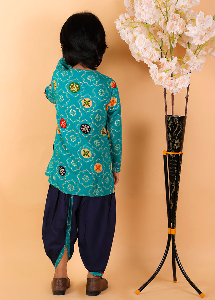 Blue Cotton Printed Kurta Pajama Set - Indian Silk House Agencies