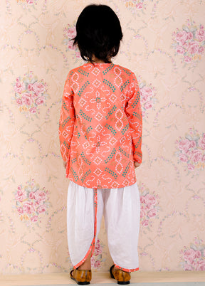 Orange Cotton Printed Kurta Pajama Set - Indian Silk House Agencies