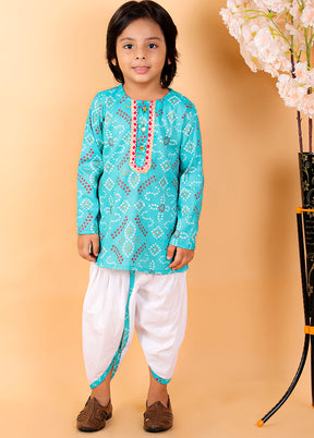 Sky Blue Cotton Printed Kurta Pajama Set - Indian Silk House Agencies