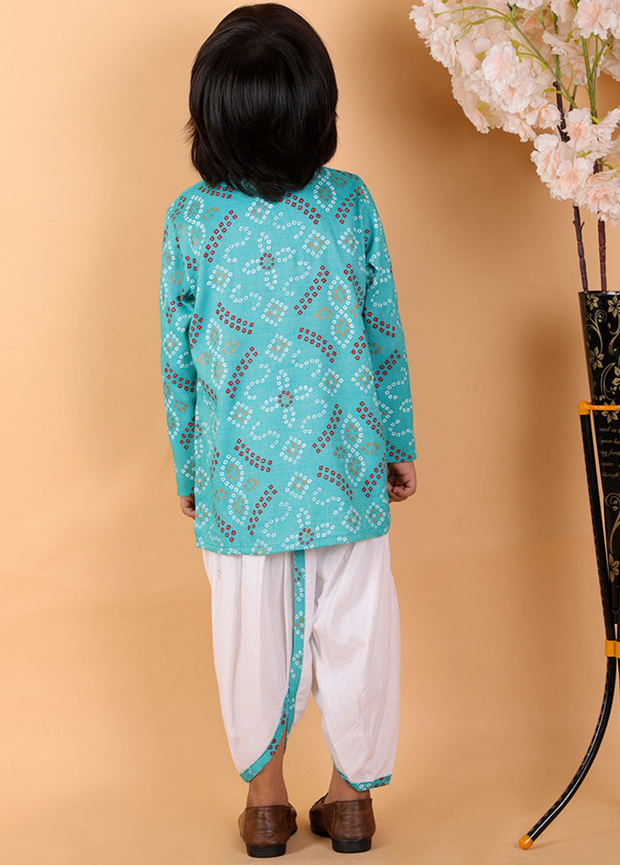 Sky Blue Cotton Printed Kurta Pajama Set - Indian Silk House Agencies