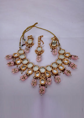 Pink Kundan Jewellery Set With Mangtika - Indian Silk House Agencies