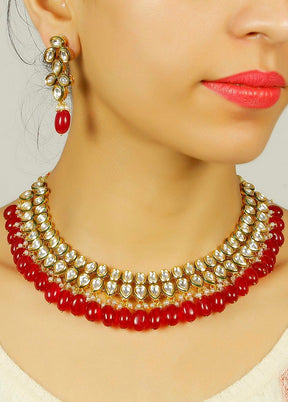 Hand Crafted Base Metal Alloy Gold Plated Kundan Stone Studded Jewellery Sets - Indian Silk House Agencies