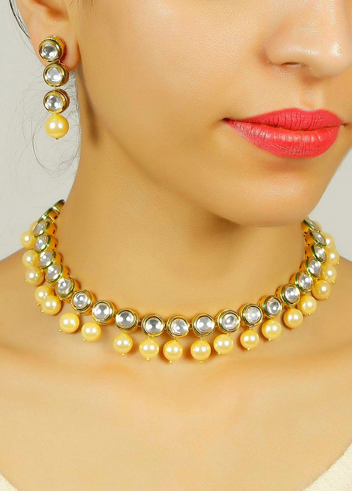 Hand Crafted Base Metal Alloy Gold Plated Kundan Stone Studded Jewellery Sets - Indian Silk House Agencies