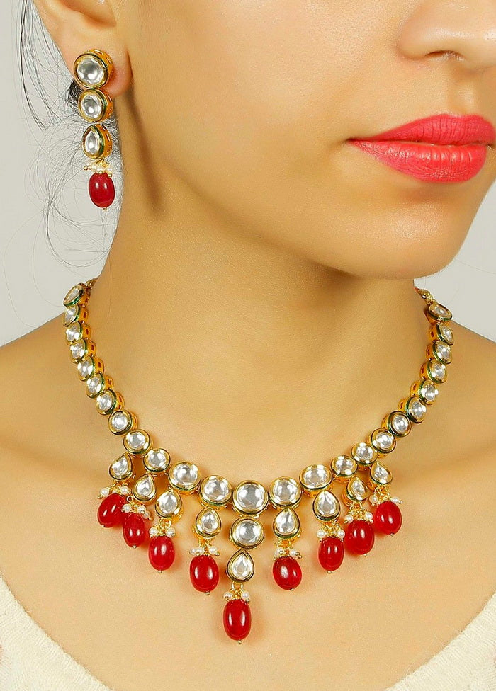 Hand Crafted Base Metal Alloy Gold Plated Kundan Stone Studded Jewellery Sets - Indian Silk House Agencies