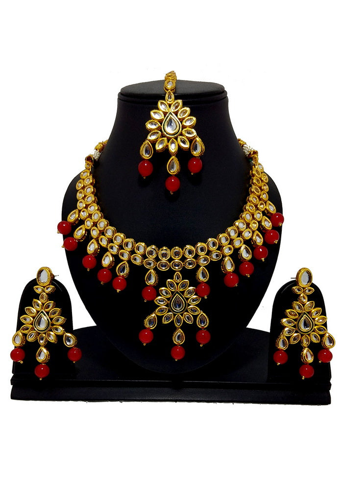 Hand Crafted Base Metal Alloy Gold Plated Kundan Stone Studded Jewellery Sets - Indian Silk House Agencies