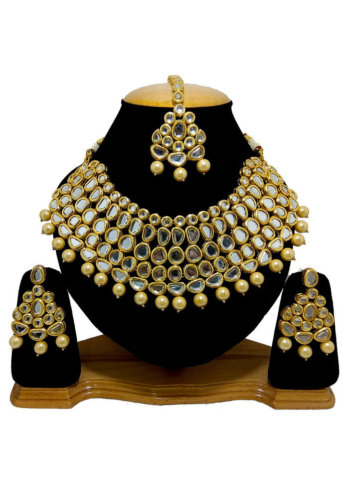 Hand Crafted Base Metal Alloy Gold Plated Kundan Stone Studded Jewellery Sets - Indian Silk House Agencies