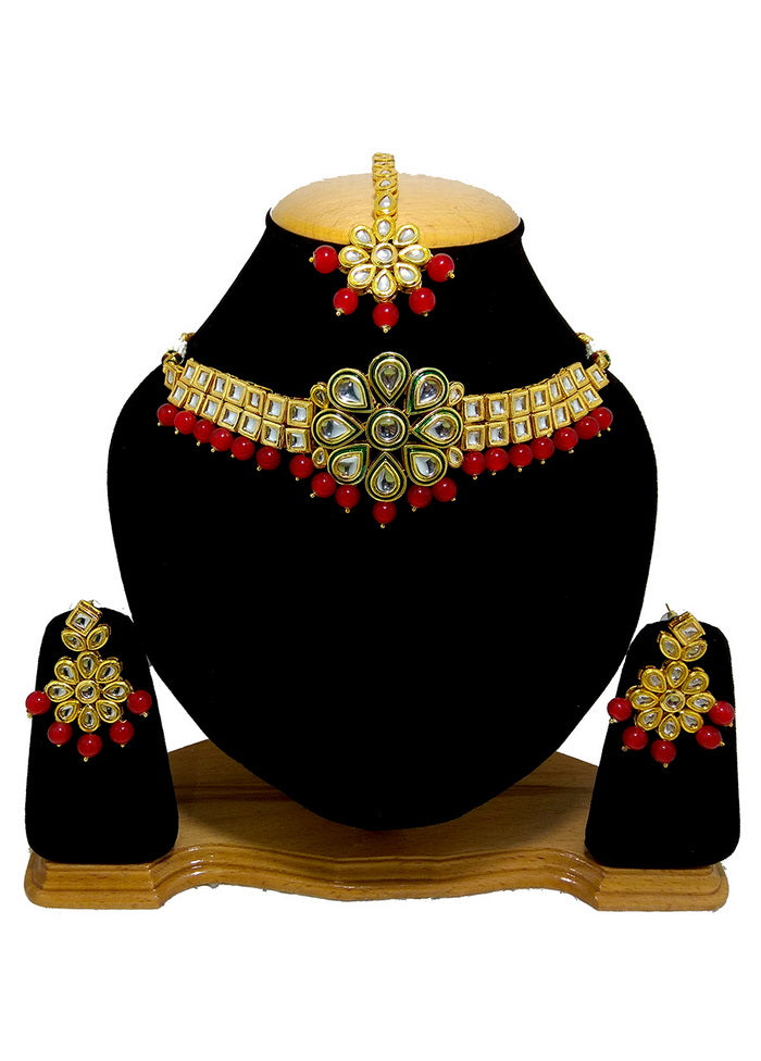 Hand Crafted Base Metal Alloy Gold Plated Kundan Stone Studded Jewellery Sets - Indian Silk House Agencies