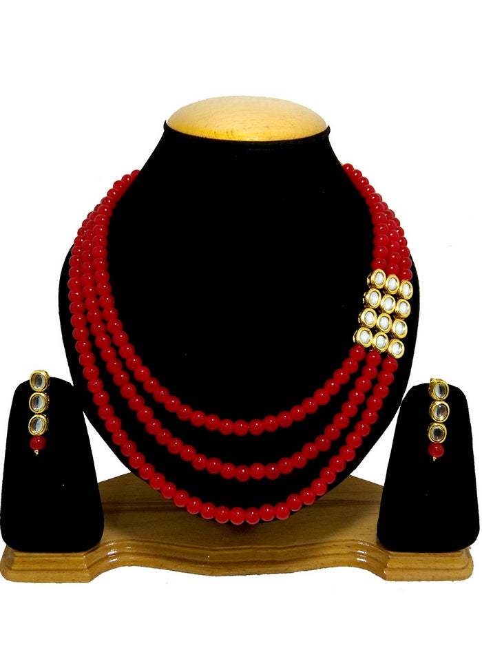 Hand Crafted Base Metal Alloy Gold Plated Kundan Stone Studded Jewellery Sets - Indian Silk House Agencies